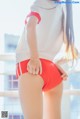 Coser @ 桜 桃 喵 Vol.091: 红色 体操服 (44 photos)